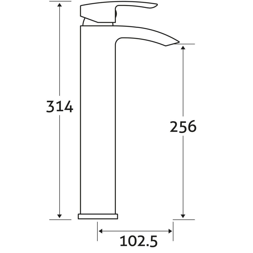 Tear Chrome Tall Basin Mixer Tap - Dimensions