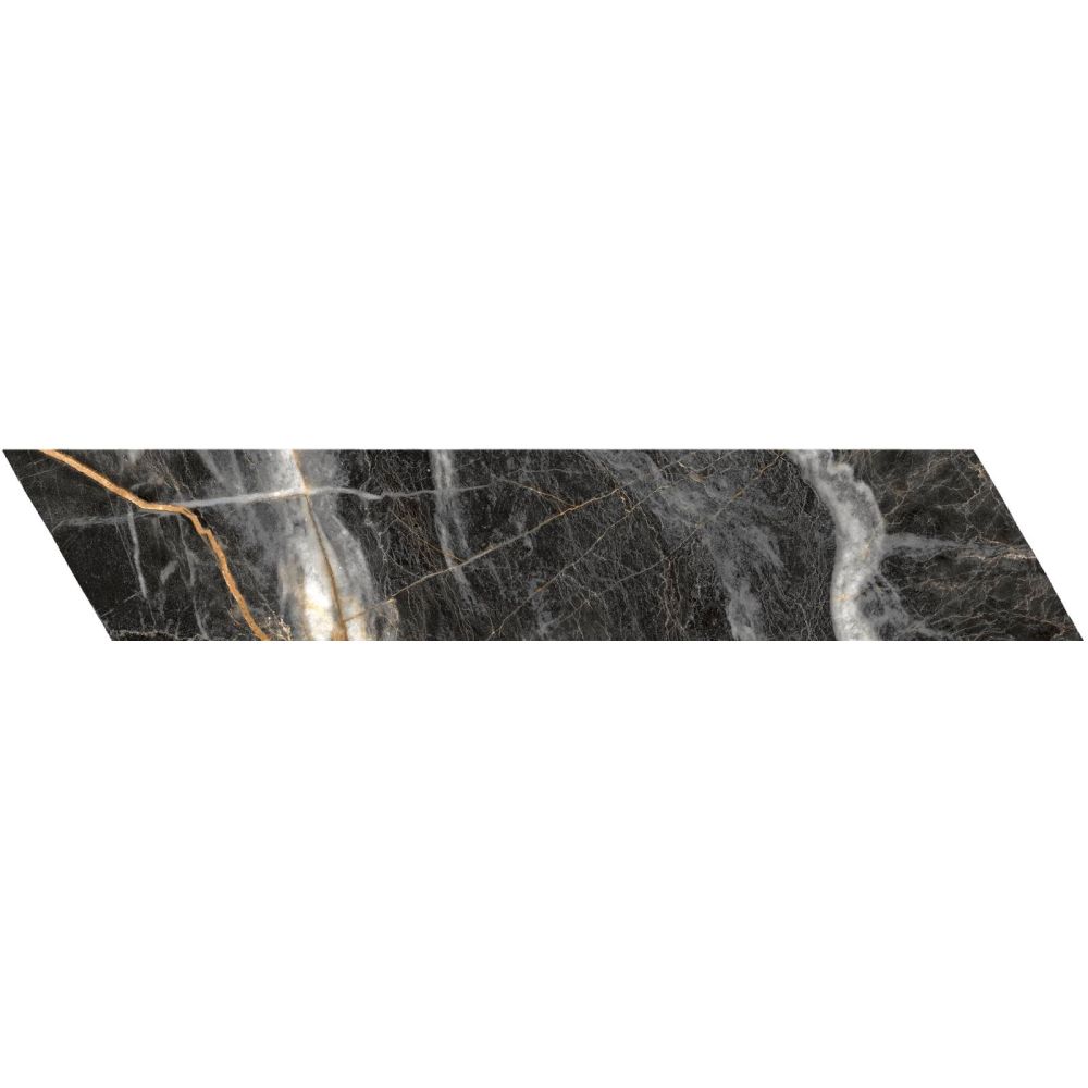 Salerno Black Matt Marble Chevron Tile 80x400mm