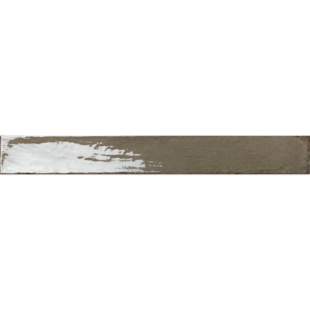 Capri Grey Gloss Ceramic Brick Tile - 400x50mm