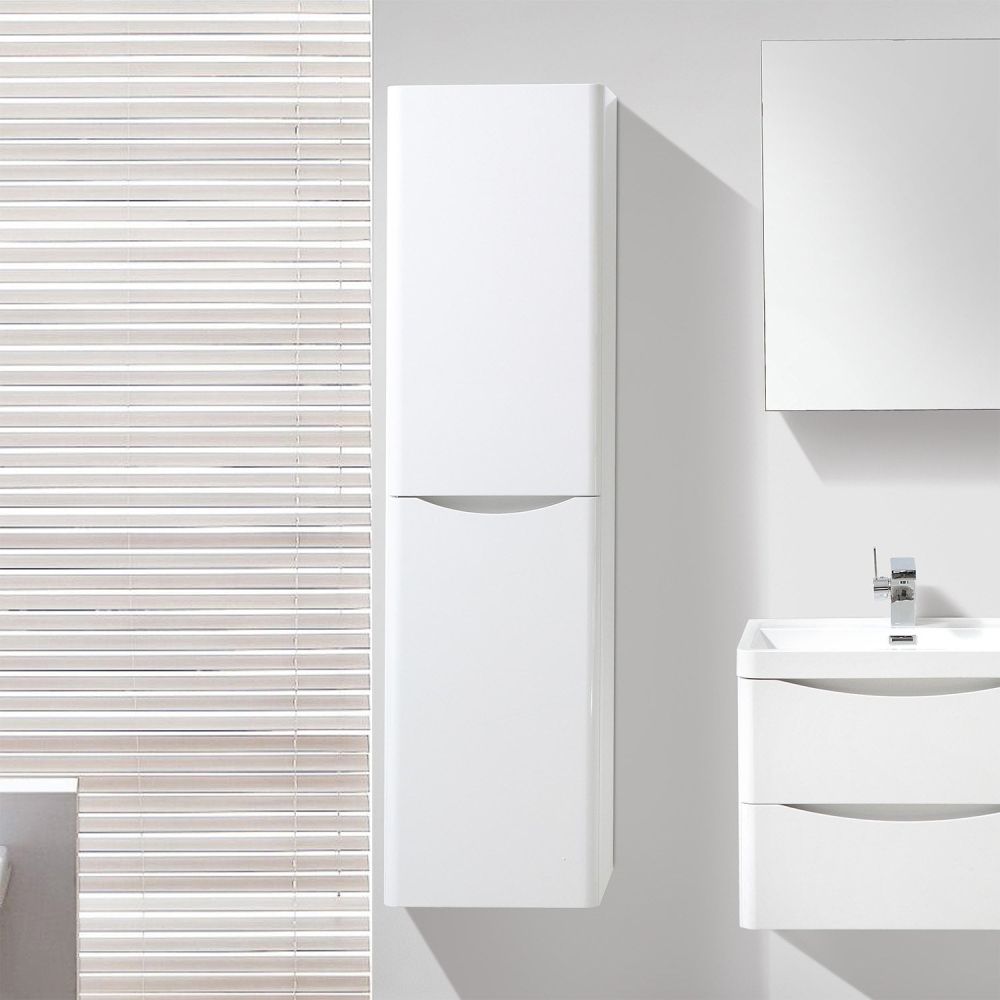 Erin Gloss White Wall Mounted Left Hand Tall Storage Cabinet