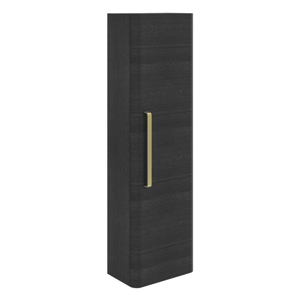 Esk Black Wall Mounted Tall Storage Cabinet with Gold Handle