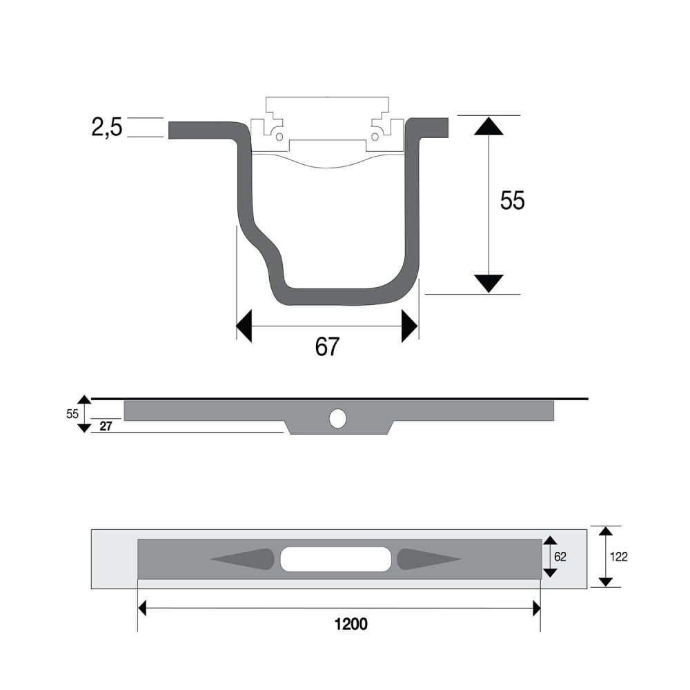 Jackoboard J-Drain Linear Wetroom Floor Drain 1200mm Spec