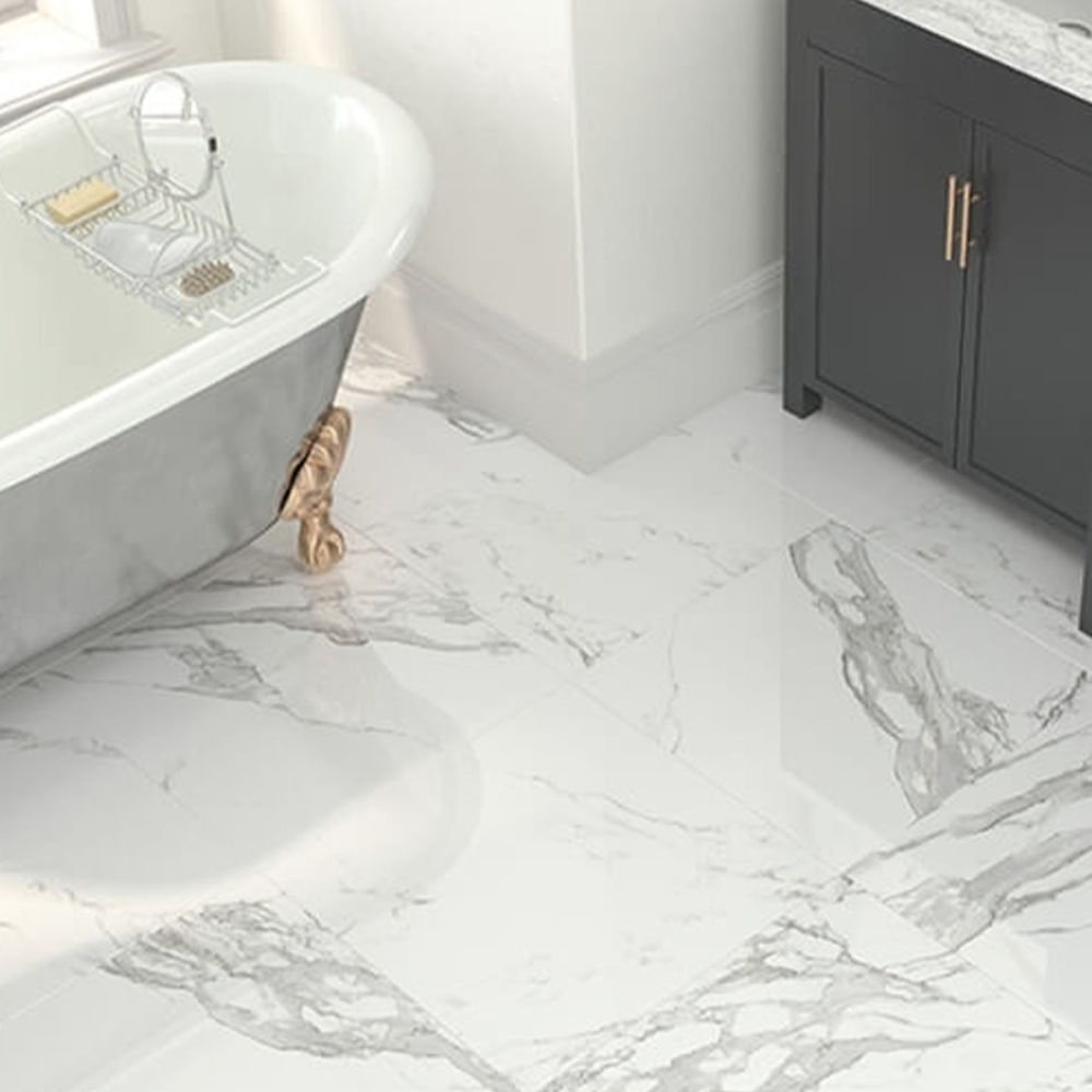 Infinite Marble White Gloss Porcelain Tile 600x600mm