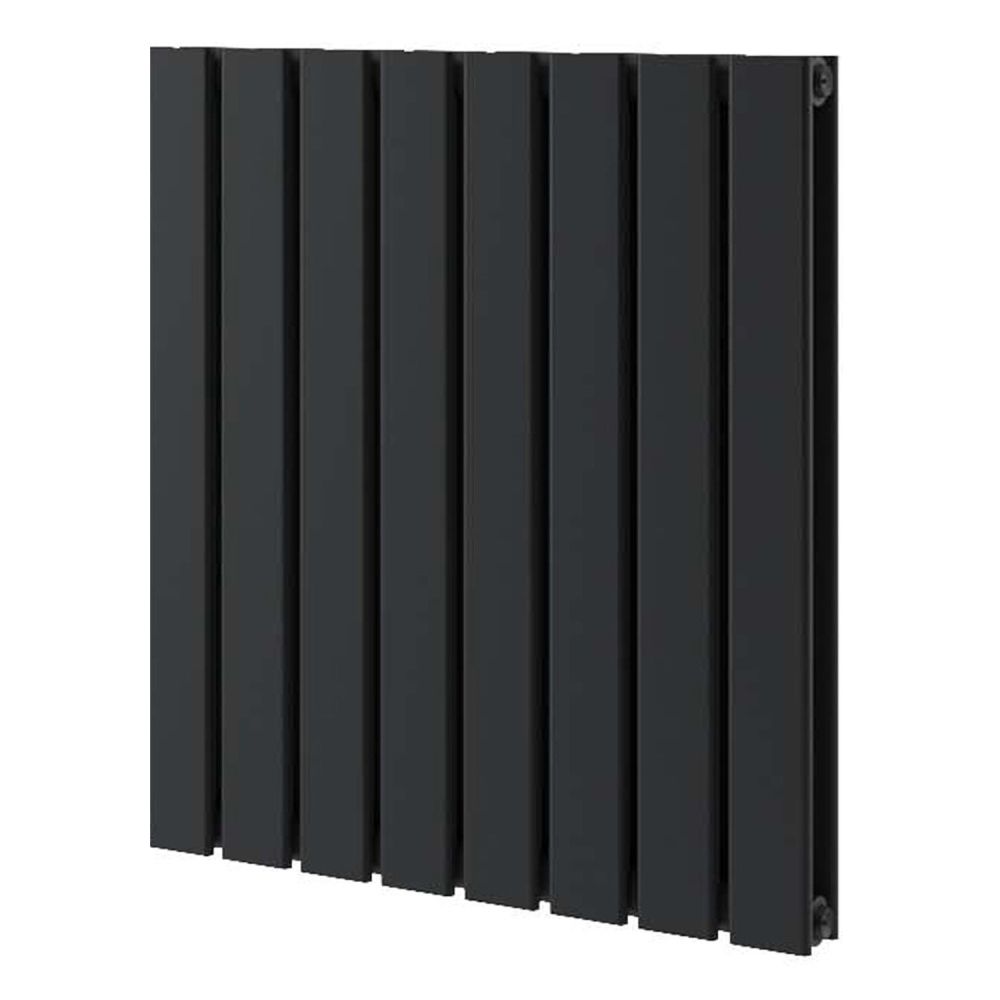 Perth Matt Black Double Vertical Flat Panel Radiator 600x544mm