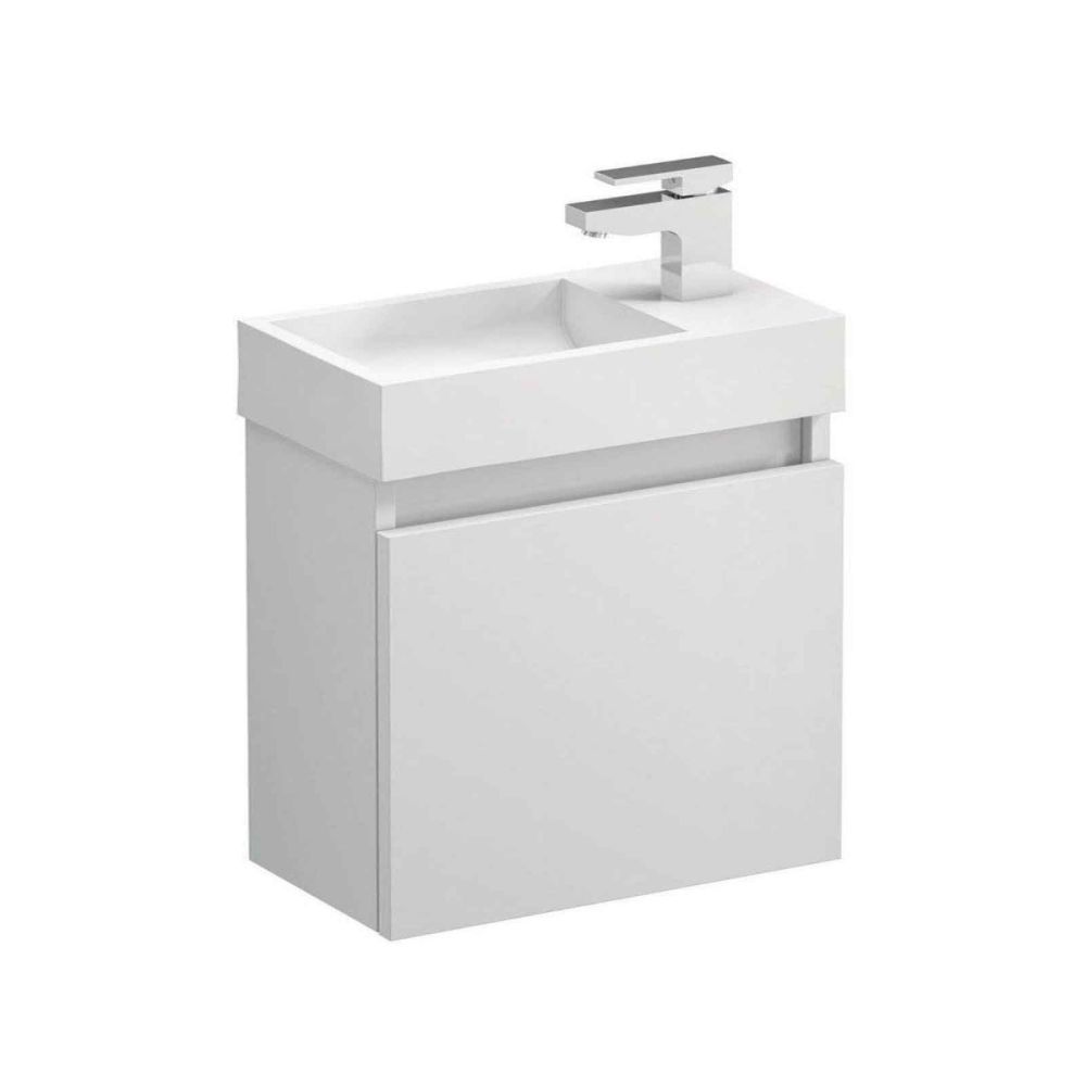 Compact Gloss White Wall Hung Cloakroom Vanity Unit
