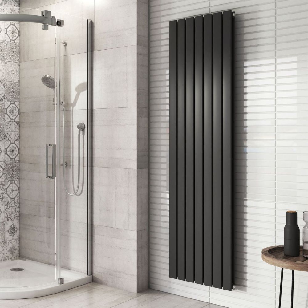 Perth Grey Double Vertical Flat Panel Radiator 1200x476mm