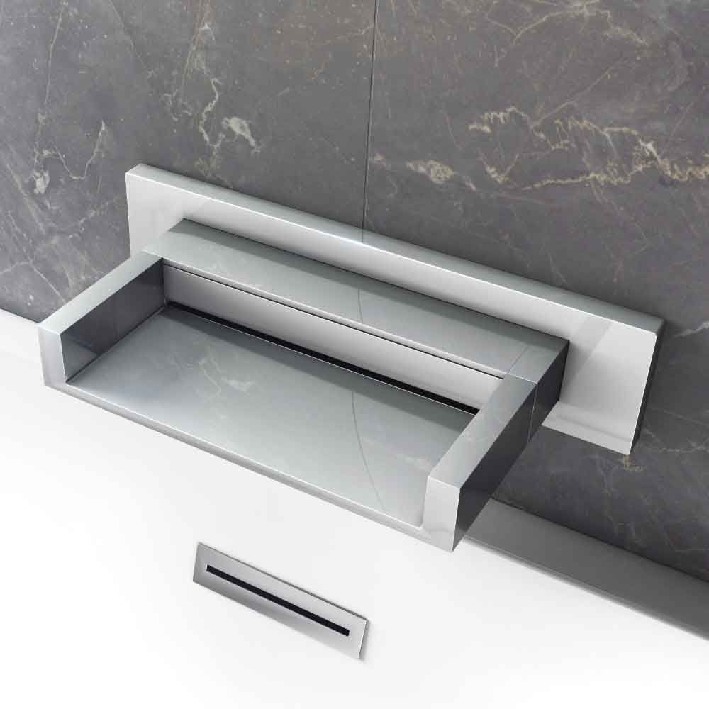 Lifestyle image showing the Akron Chrome Wall Mounted Waterfall Bath Spout