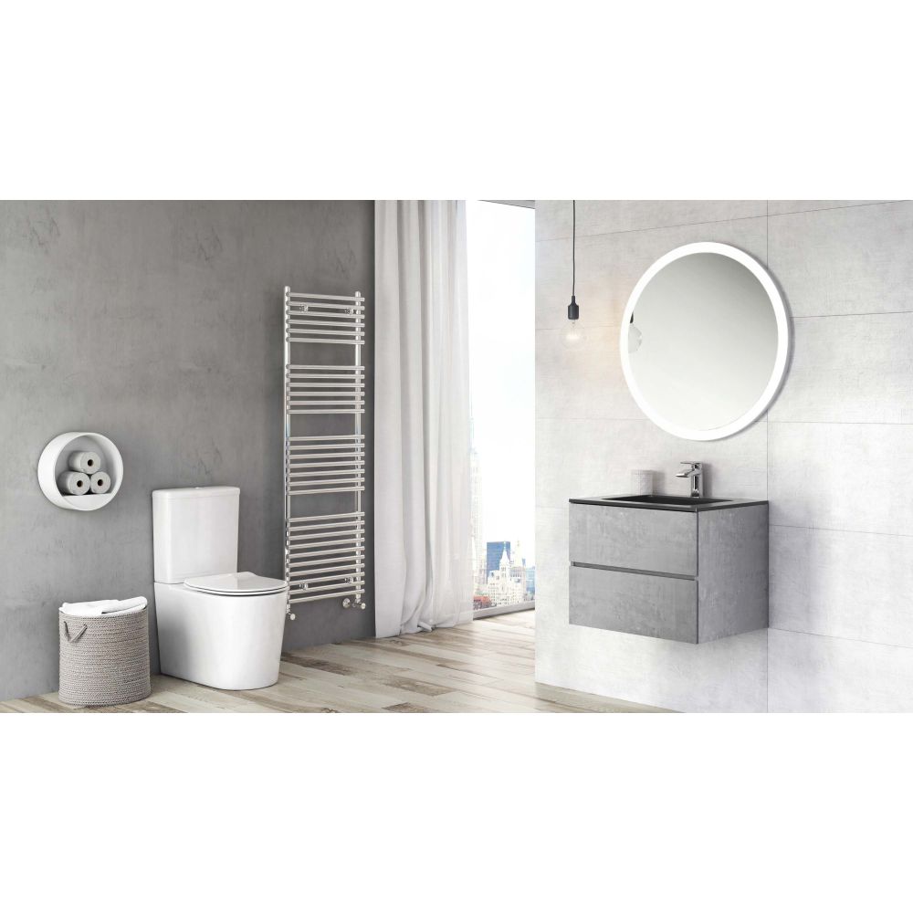 Galyn Concrete Wall Hung Vanity Unit with Black Basin 600mm