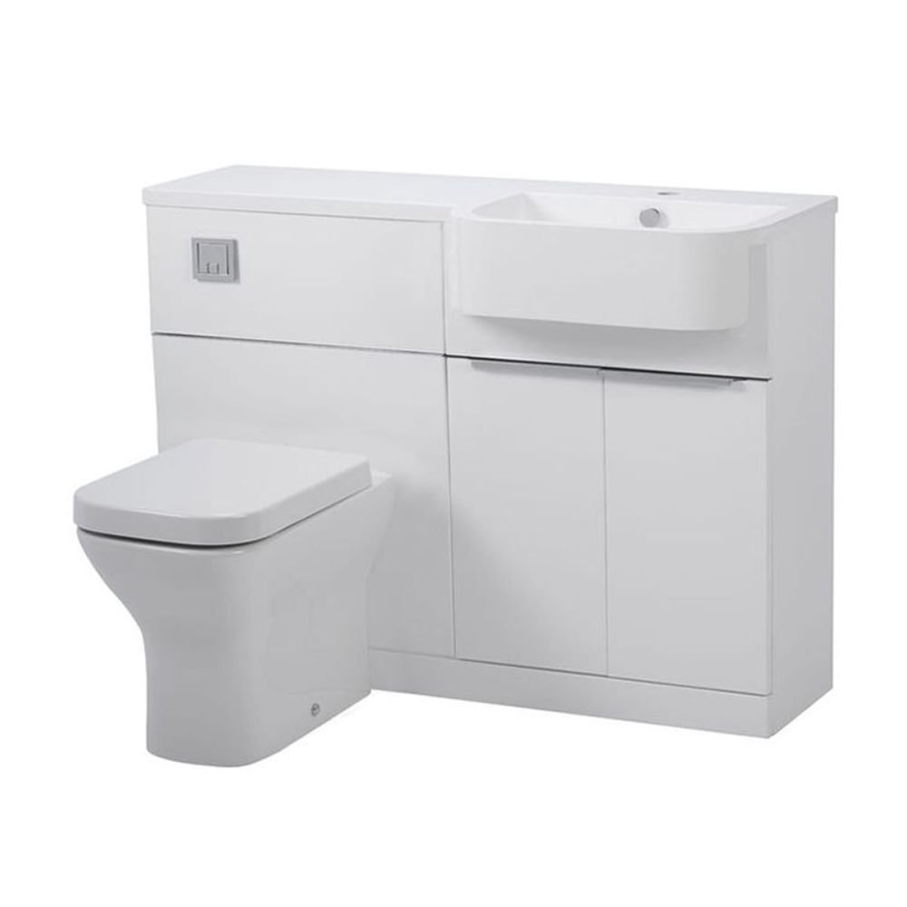 Tavistock Match Gloss White Right Hand Combination Vanity Basin & WC Unit 1200mm