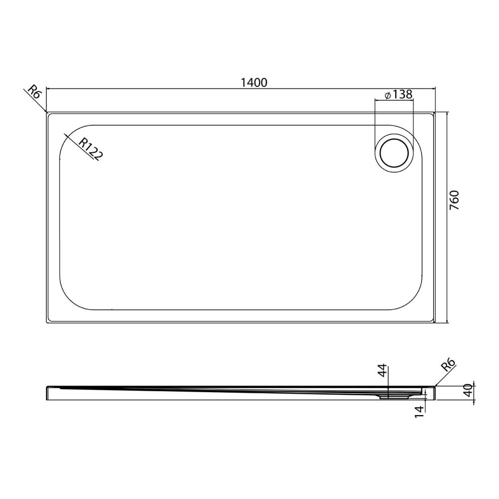 Rectangle Low Profile Shower Tray 140 x 76 | Slim Shower Trays