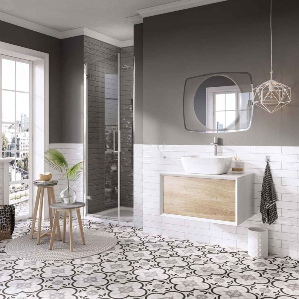 Devlin White & Oak Wall Hung Vanity Unit 800mm