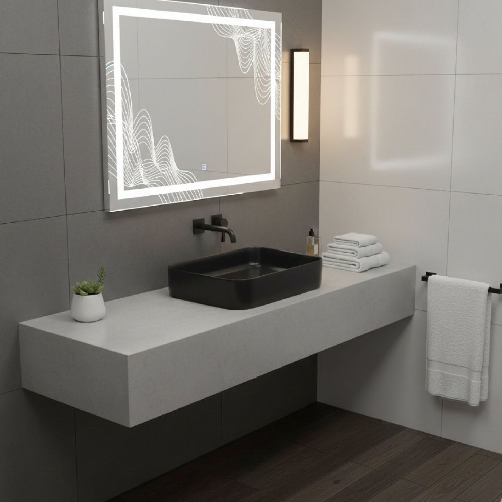 Ibecko Matt Black Rectangular Countertop Basin