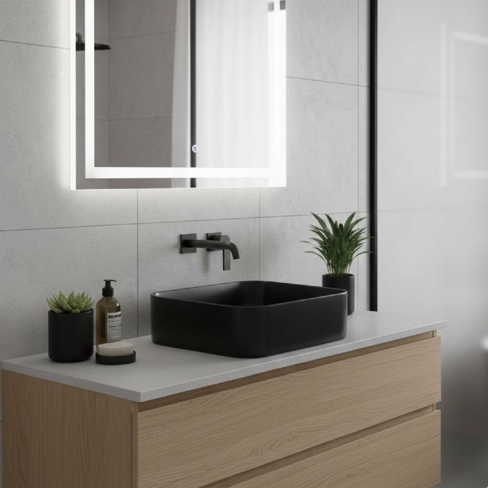 Orbit Matt Black Square Countertop Basin