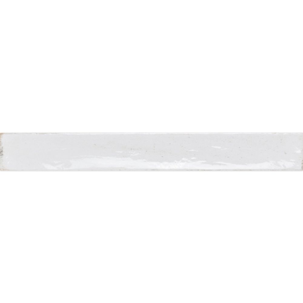 Capri White Gloss Ceramic Brick Tile - 400x50mm