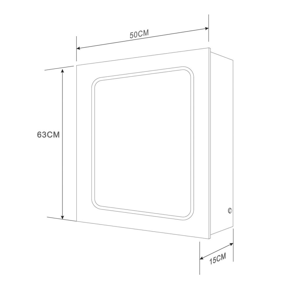 Manor Single Door Illuminated LED Mirrored Wall Bathroom Cabinet 500x630mm