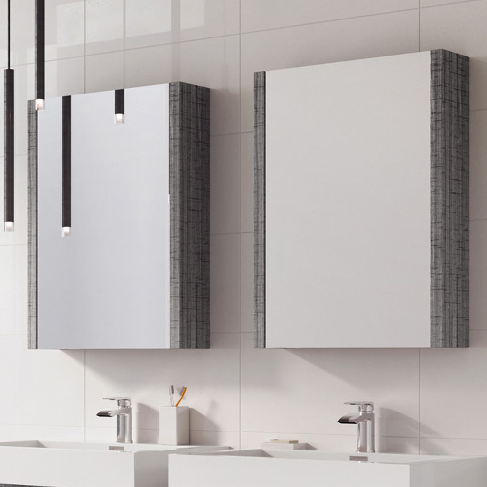 Winslow Grey Ash Single Mirrored Bathroom Cabinet 600x800mm