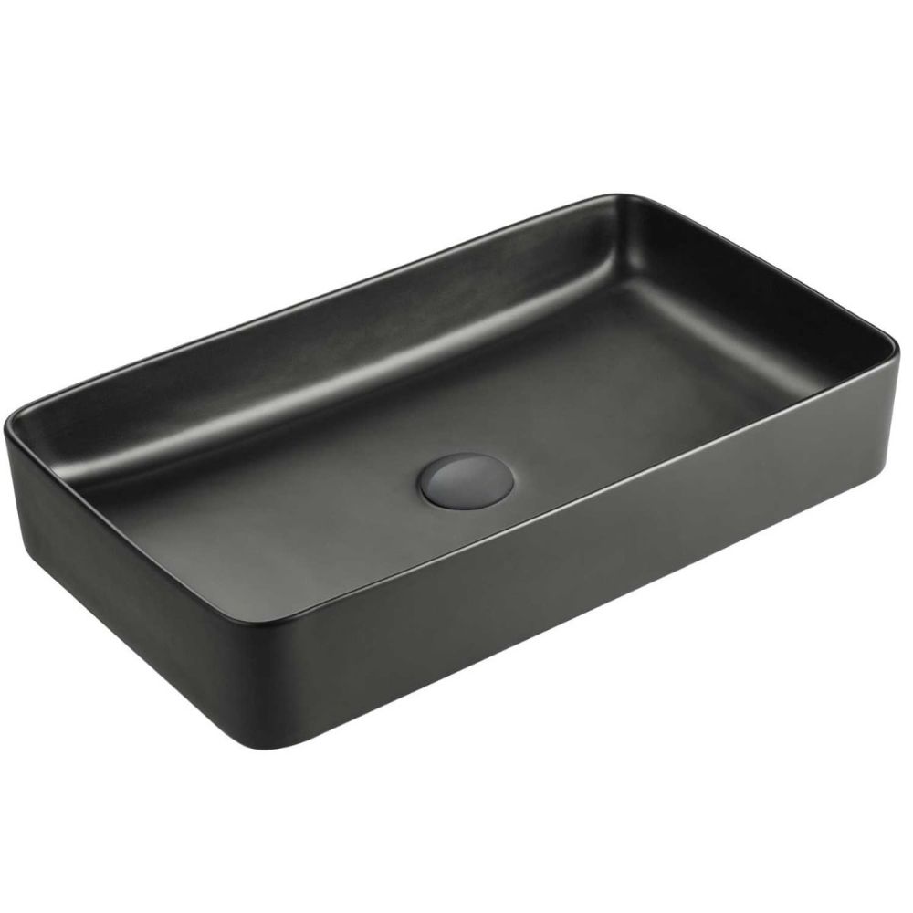 Monica Matt Black Rectangular Countertop Basin