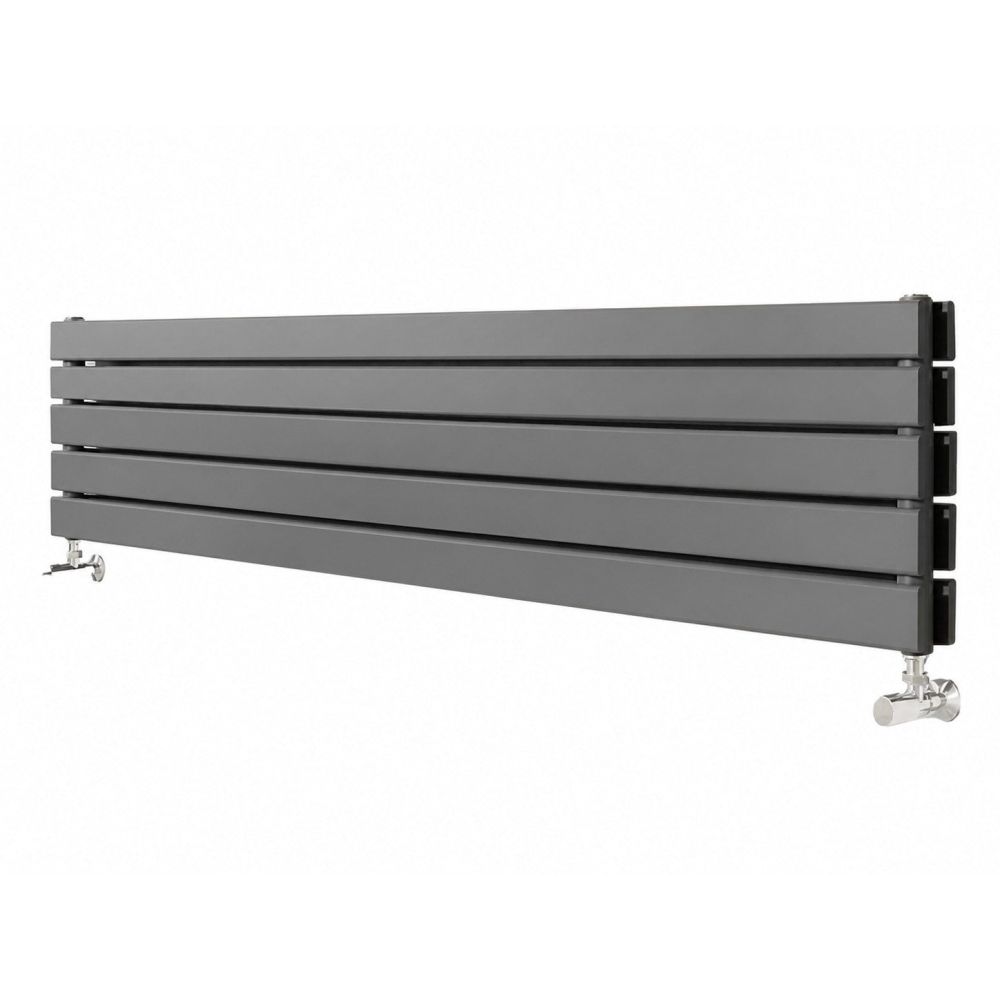 Perth Grey Double Horizontal Flat Panel Radiator 340x1800mm