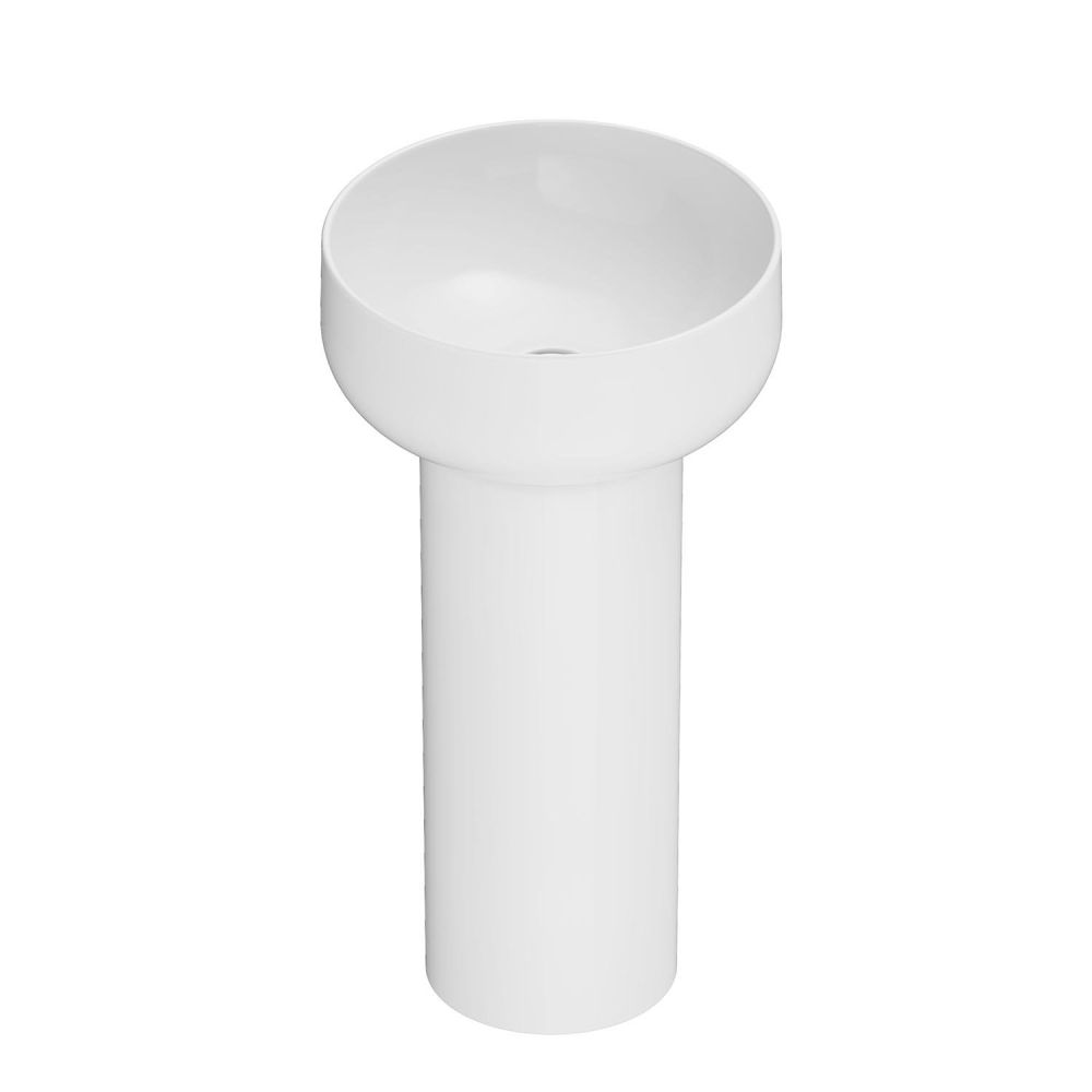 Verity Gloss White Round Basin & Full Pedestal