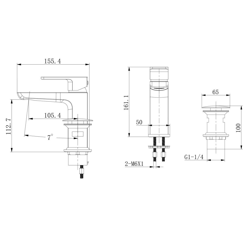 Apex Gloss White Floor Standing Vanity Unit & Basin with Black Handles, Tap & Waste 615mm