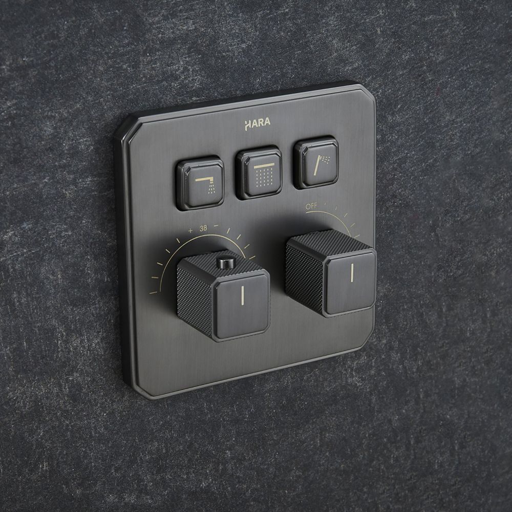 Flint Triple Outlet Concealed Valve Shower Pack - Gunmetal