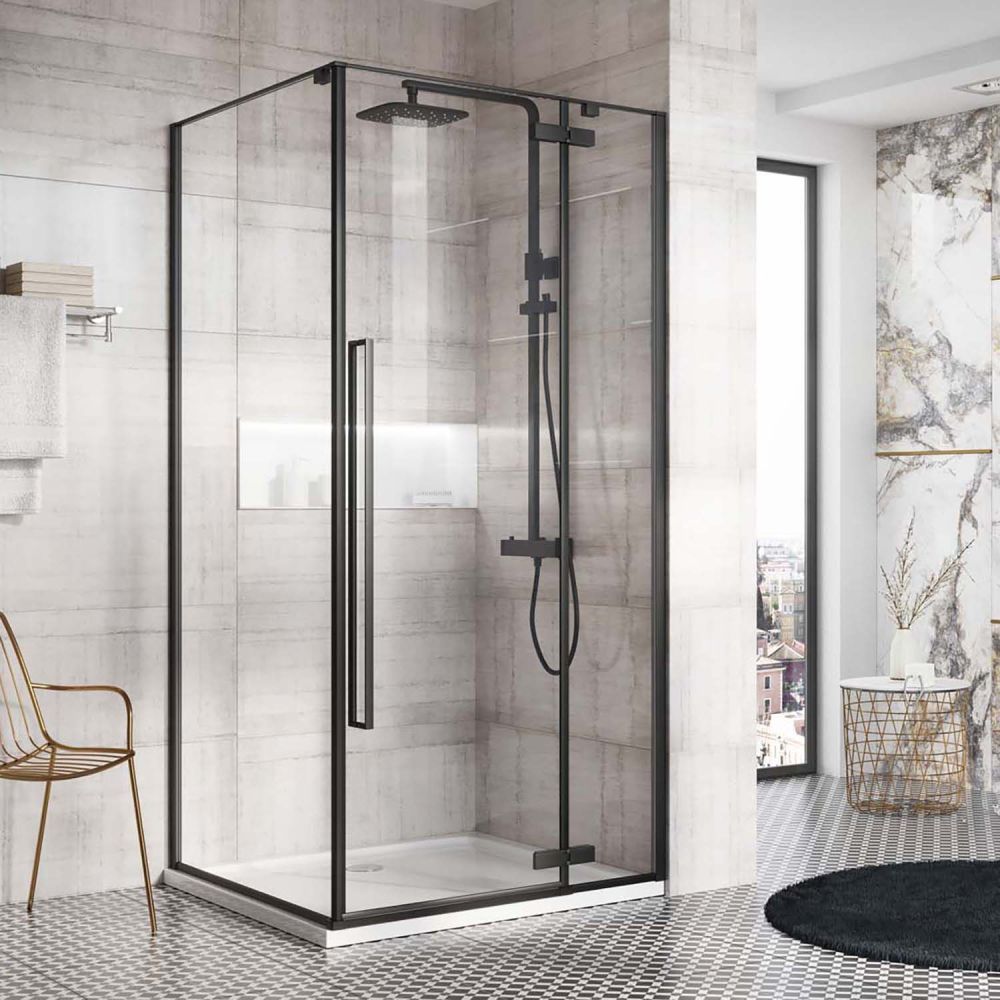 Taylor Black Hinged Shower Door 800mm
