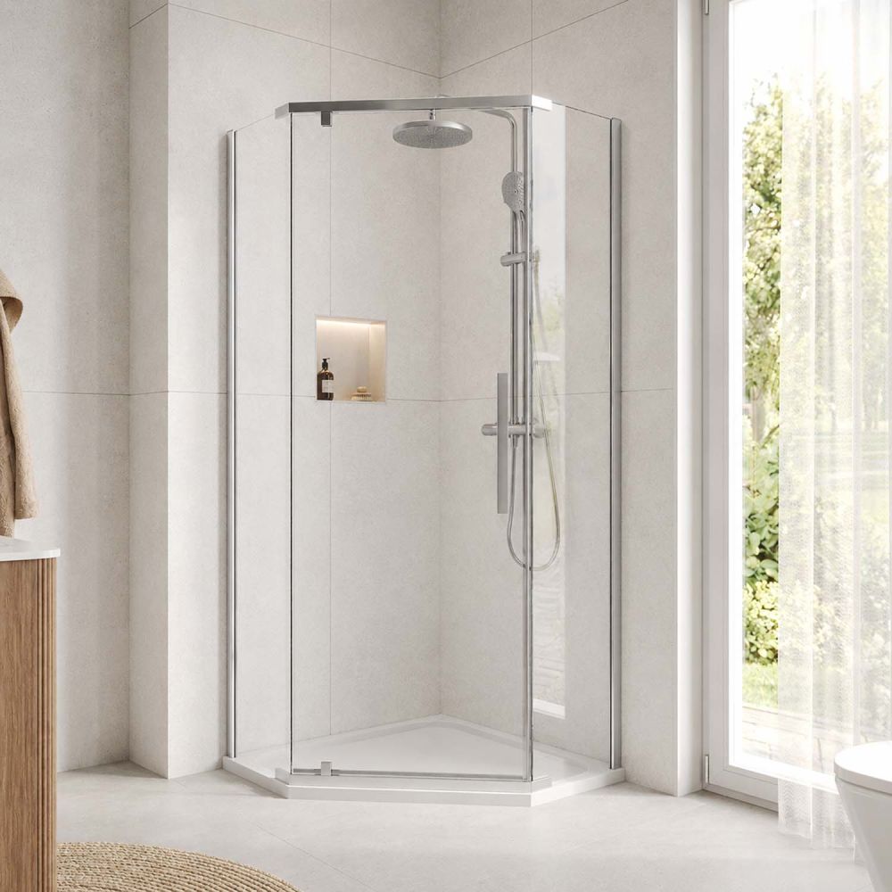 Penta Chrome Frameless Shower Enclosure 900x900mm