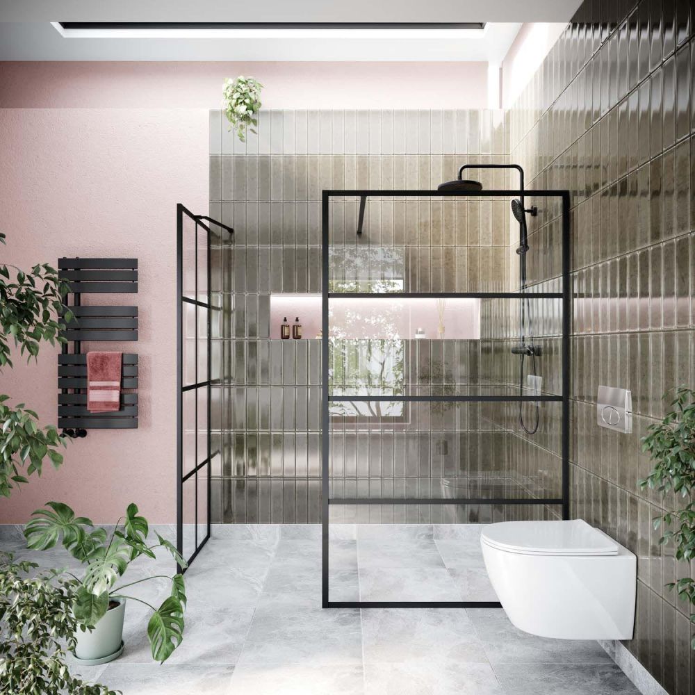 Amien Matt Black Horizontal Framed Shower Screen