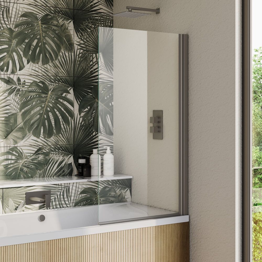 Moxby Gunmetal Pivot Bath Screen