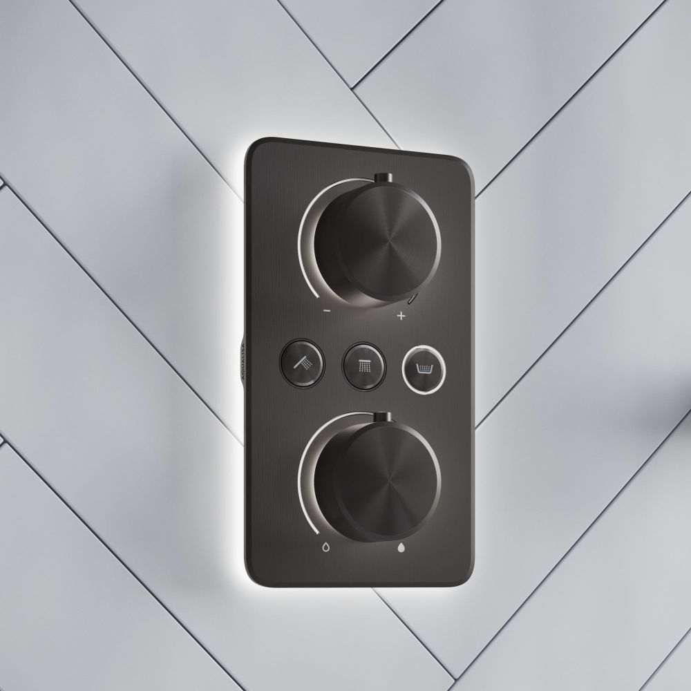 Aqualisa S1 Gunmetal Smart Digital Shower Triple Outlet (Slide Rail Kit with Bath Filler and Fixed Wall Head) Gravity Pumped