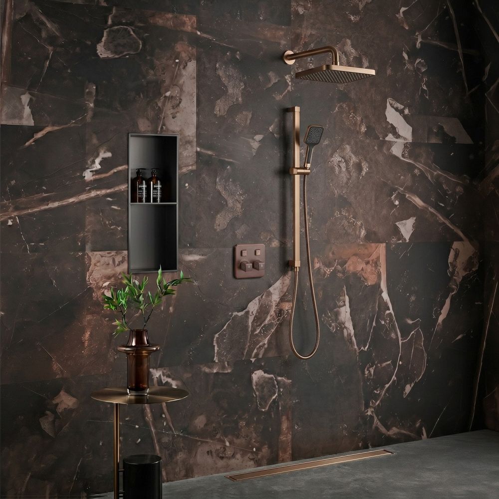 Flint Brushed Bronze Double Outlet Concealed Valve Shower Pack