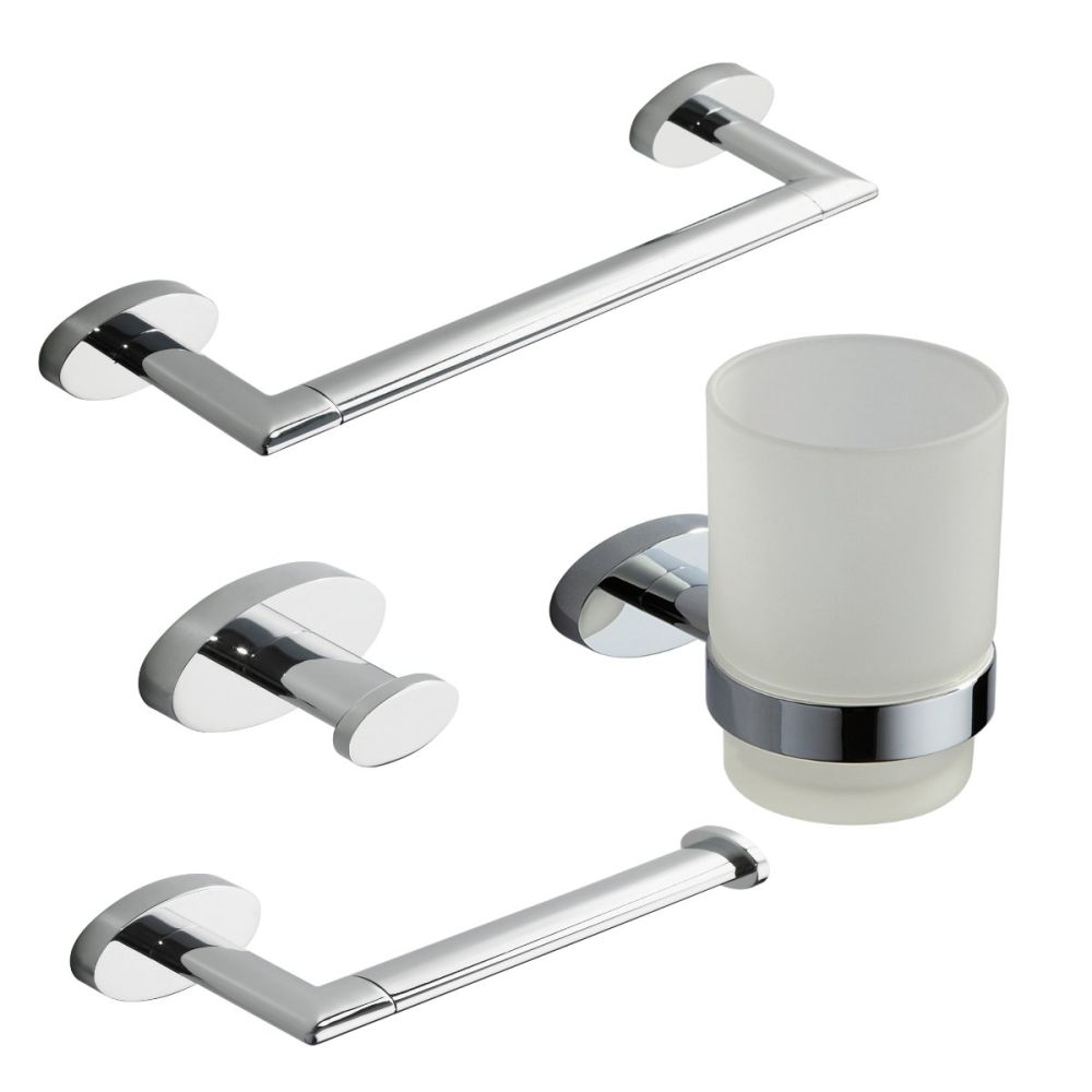 Tear Chrome 4-Piece Bathroom Accessory Set
