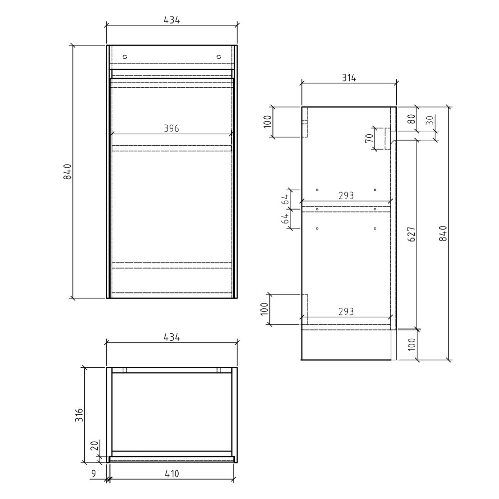 Odion Concrete Floor Standing Cloakroom Vanity Unit with Resin Basin 440mm