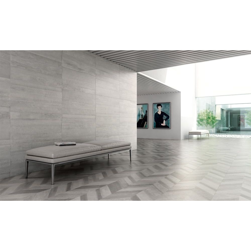 Stratosphere Chevron Perla Matt Porcelain Tile 450x900mm