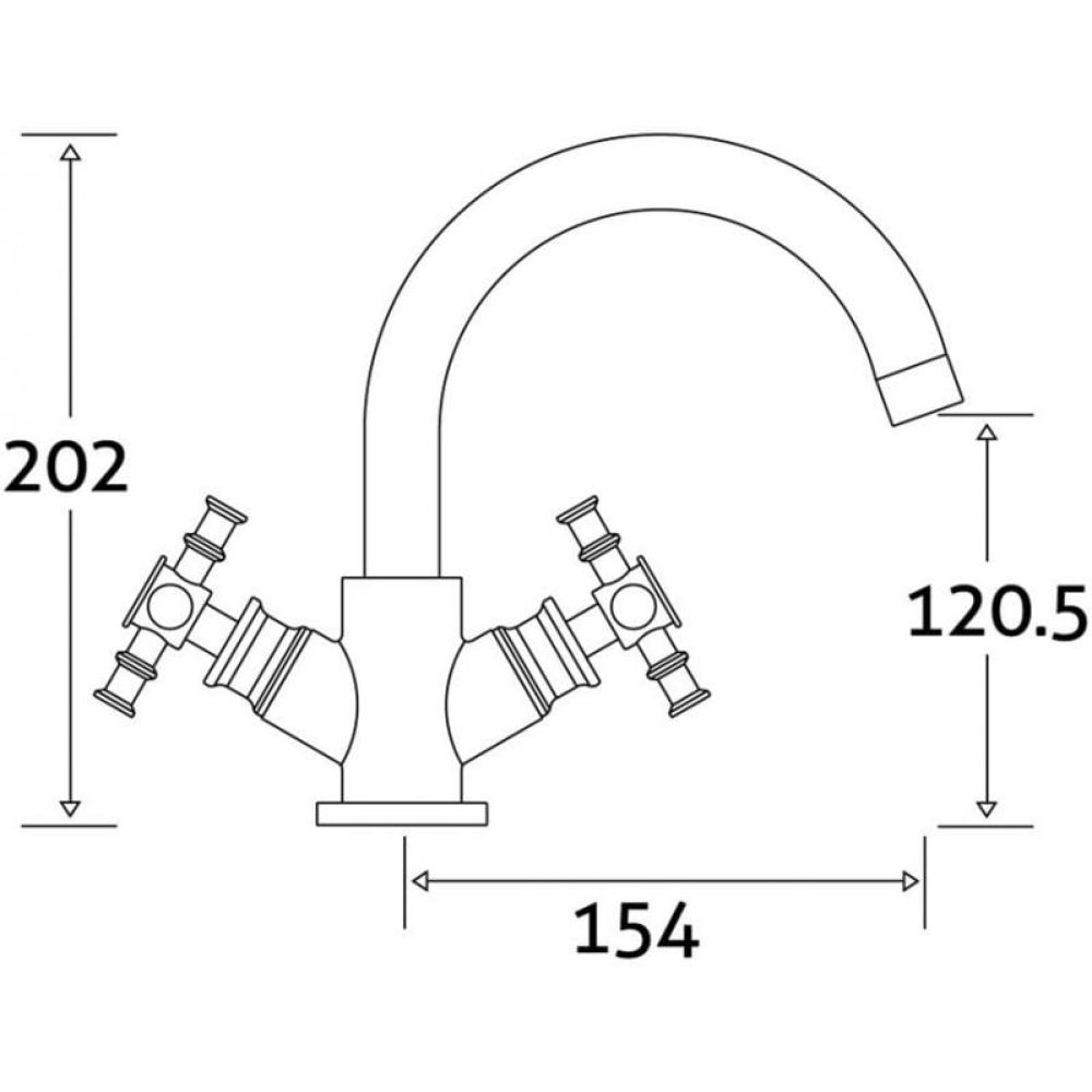 Butler Chrome Basin Mixer Tap Dimension Drawing