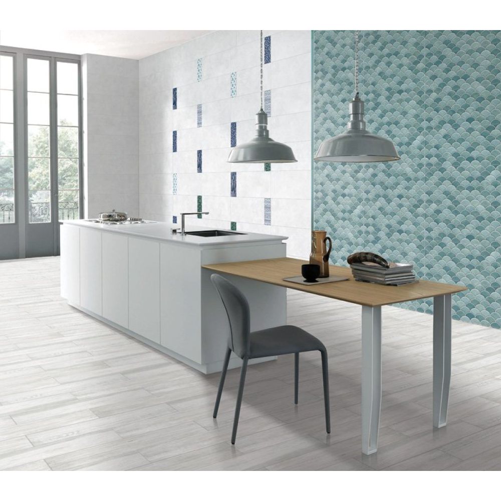 Atlantis Turquoise Gloss Decor Ceramic Tile 600x300mm