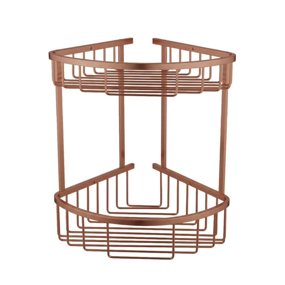 Brushed Bronze Double Corner Shower Basket
