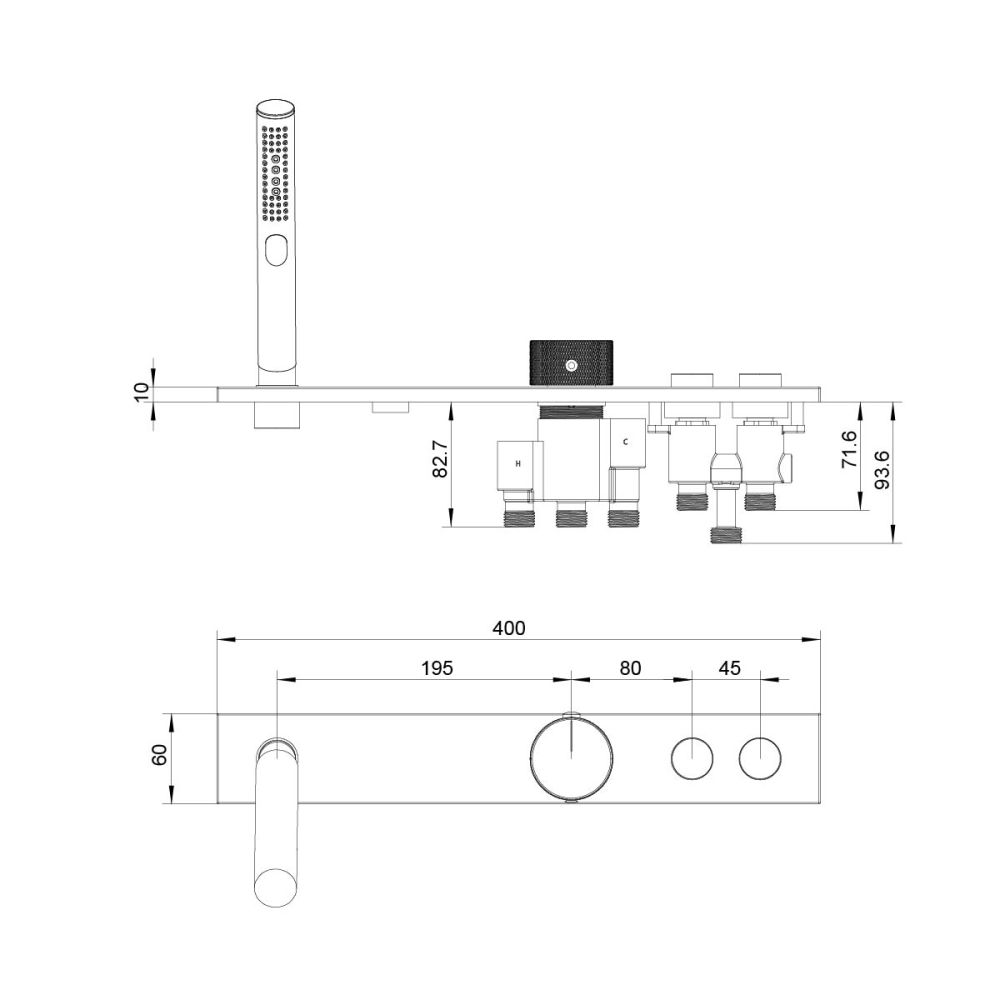 Coach Chrome Deck Mounted 2 Way Bath Shower Mixer Tap