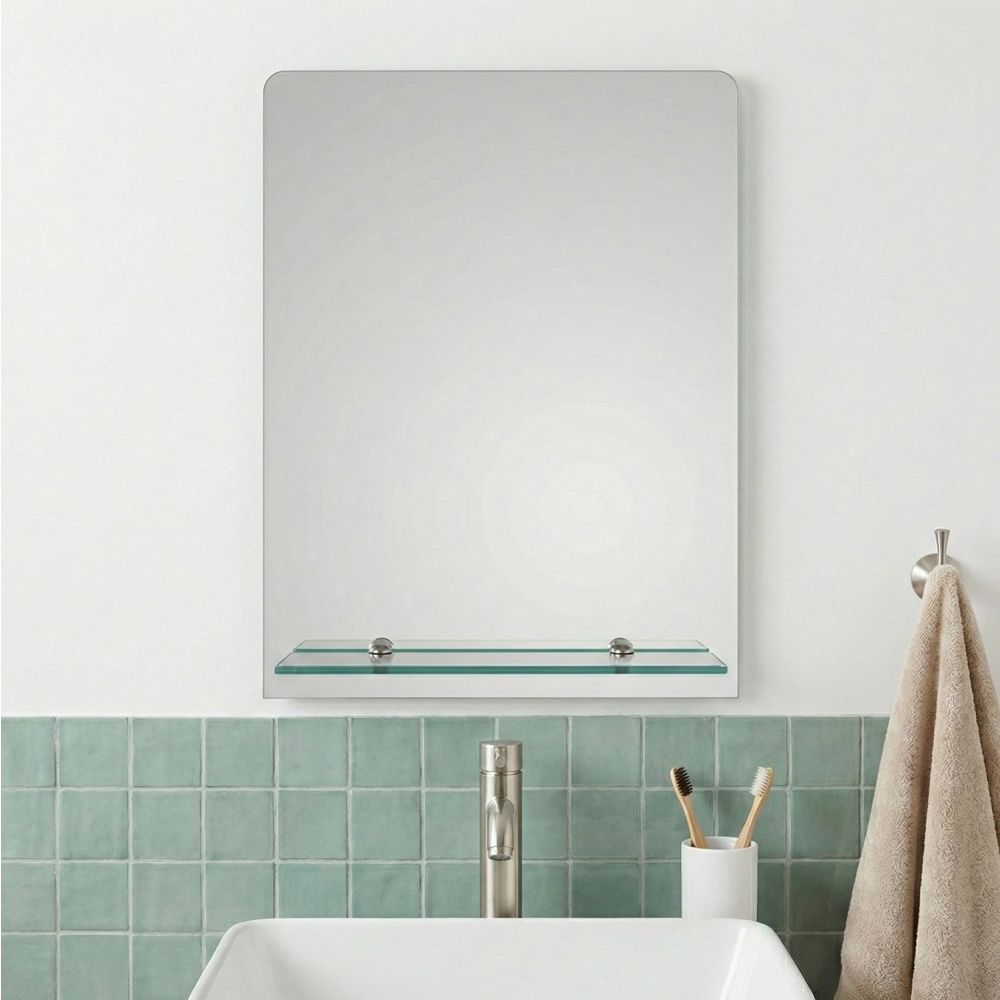 Avni Rectangular Mirror with Glass Shelf 450x600mm