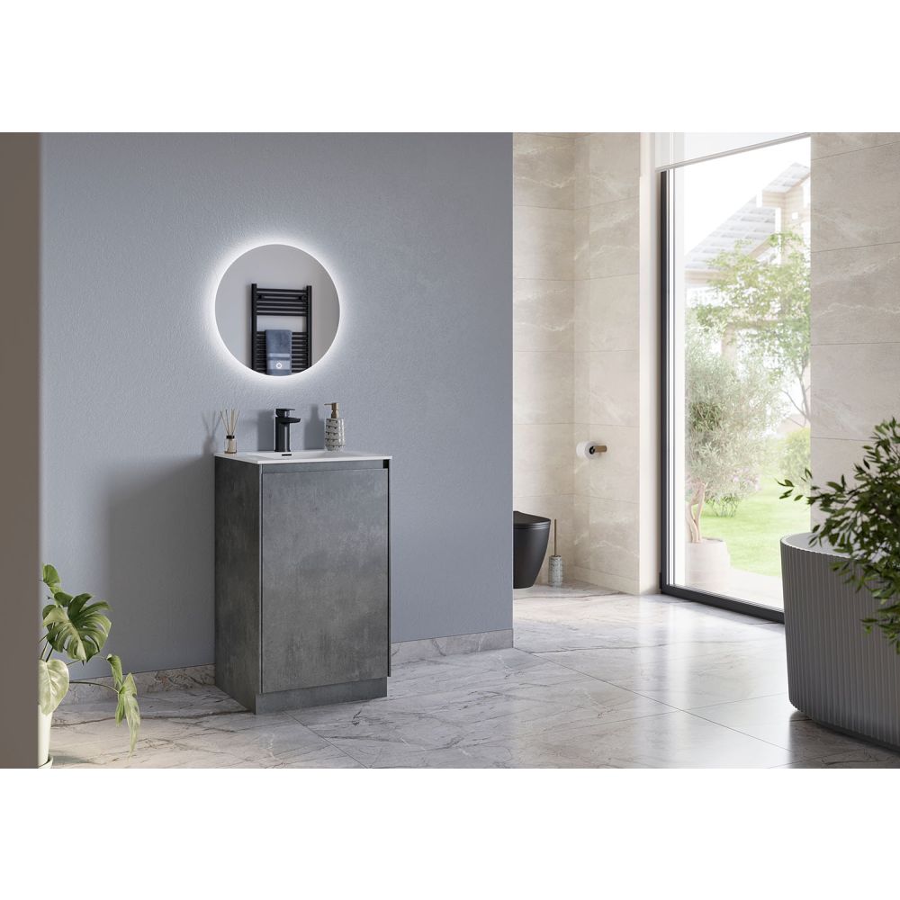 Odion Concrete Floor Standing Vanity Unit with White Basin 500mm