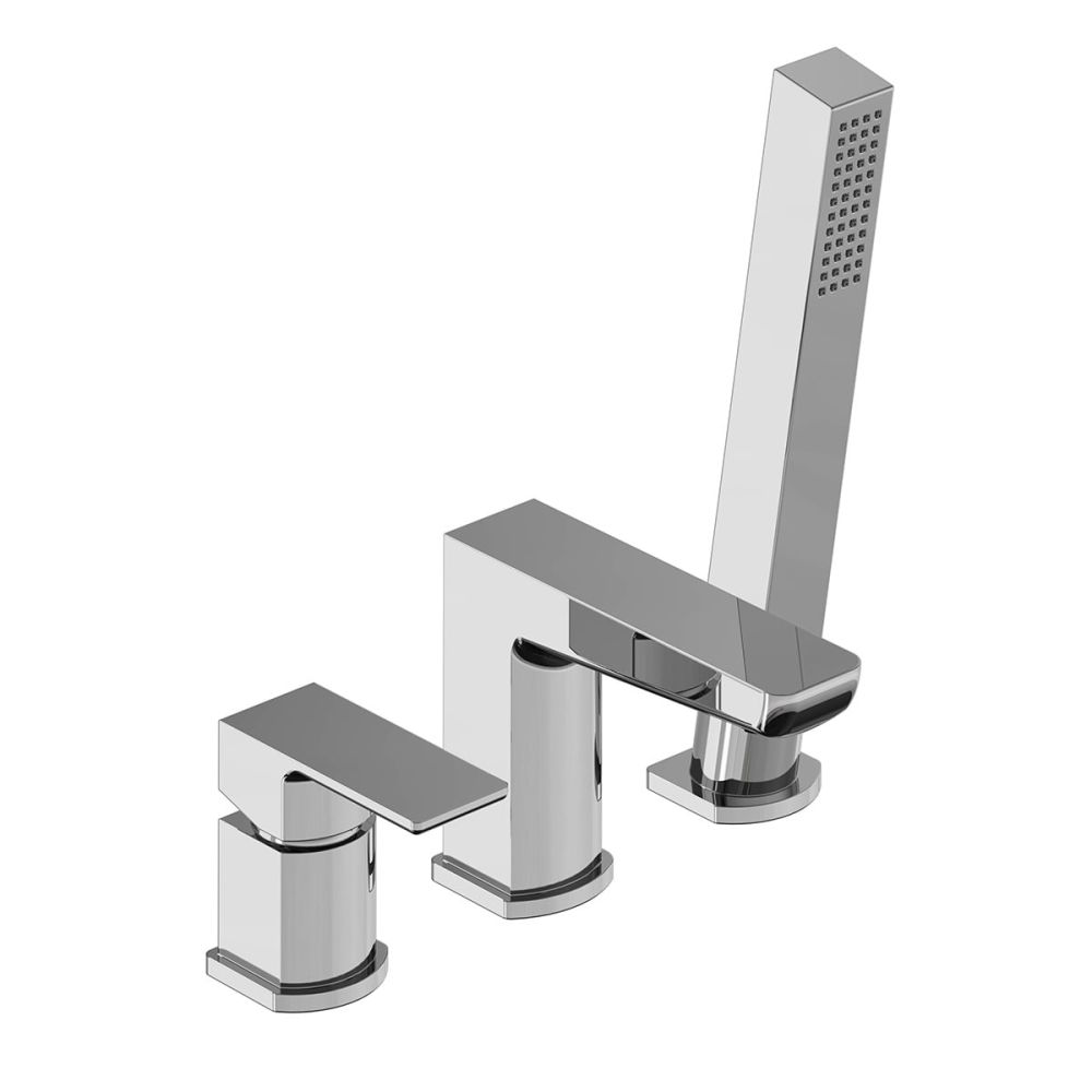 Zena Chrome 3 Hole Deck Mounted Bath Shower Mixer Tap
