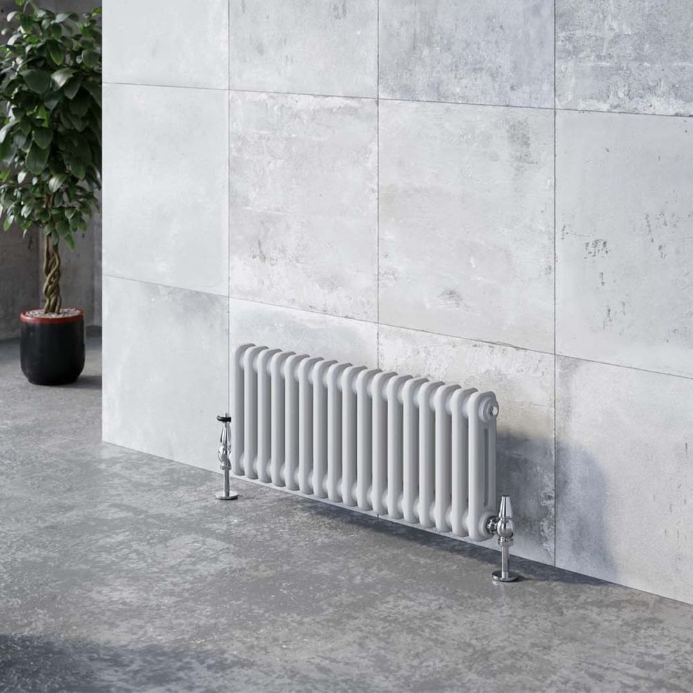 Upton White Double Horizontal Column Radiator 300x785mm