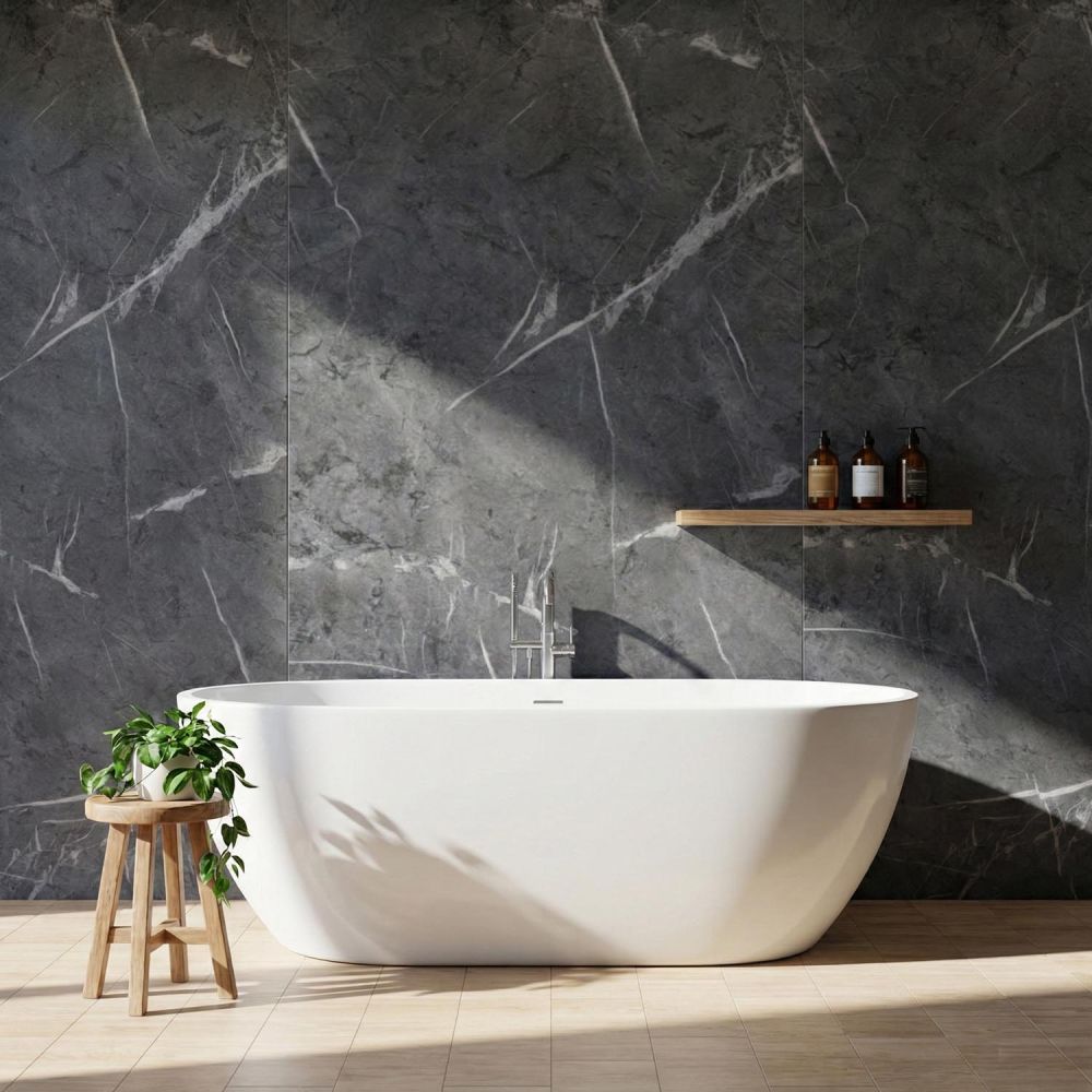 Nuova Gloss Yin Marble Tongue & Groove Waterproof Shower Wall Panel 1180mm