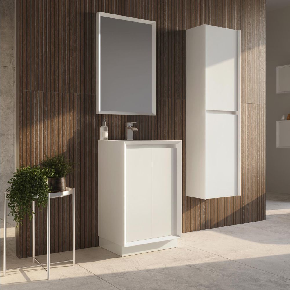 Serena Gloss White Floor Standing Vanity Unit with Ceramic Basin - 500mm