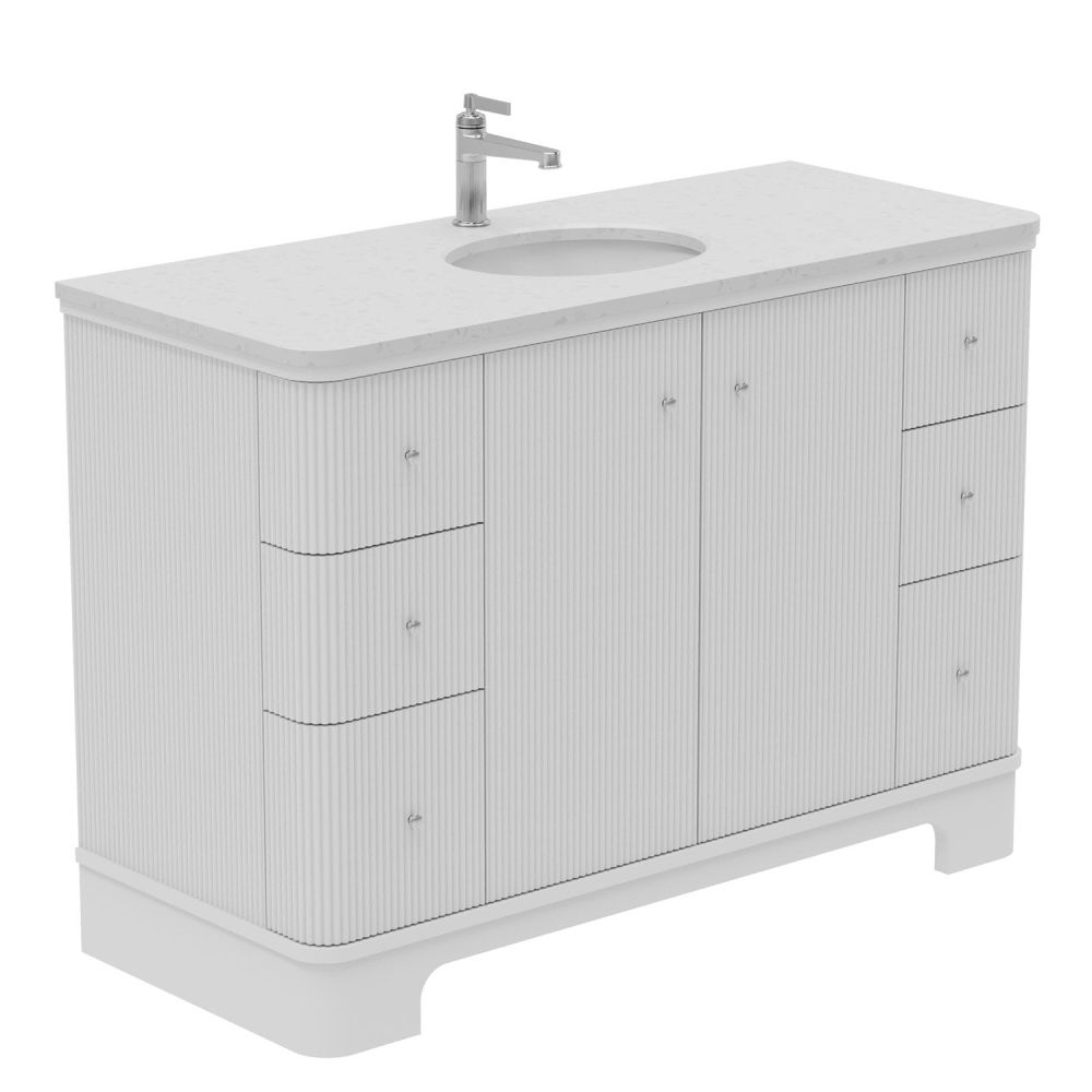 Hayward White Ribbed Floor Standing Vanity Unit 1200mm