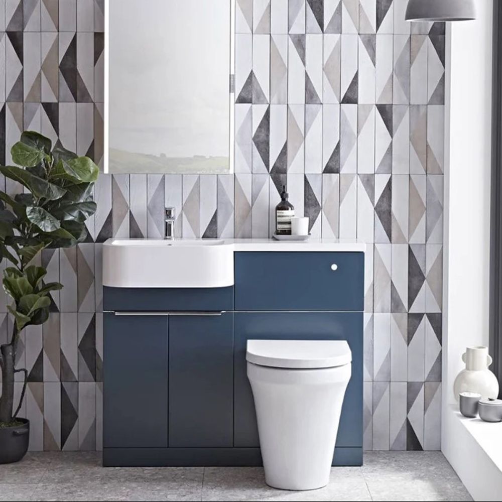 Tavistock Match Oxford Blue Left Hand Combination Vanity Basin & WC Unit 1000mm