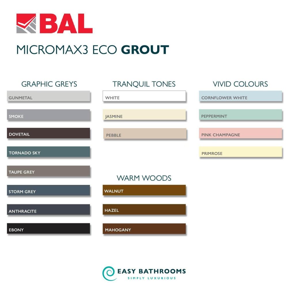 BAL Micromax3 ECO Grout Colour Swatches