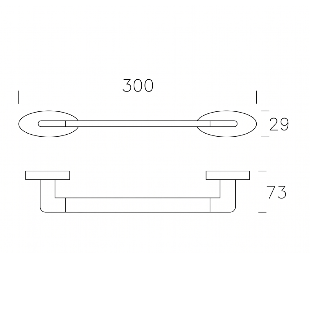 Tear Chrome Towel Rail 300mm