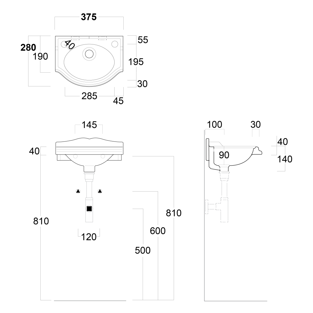 Alaric Wall Hung Wash Basin In Gloss White spec