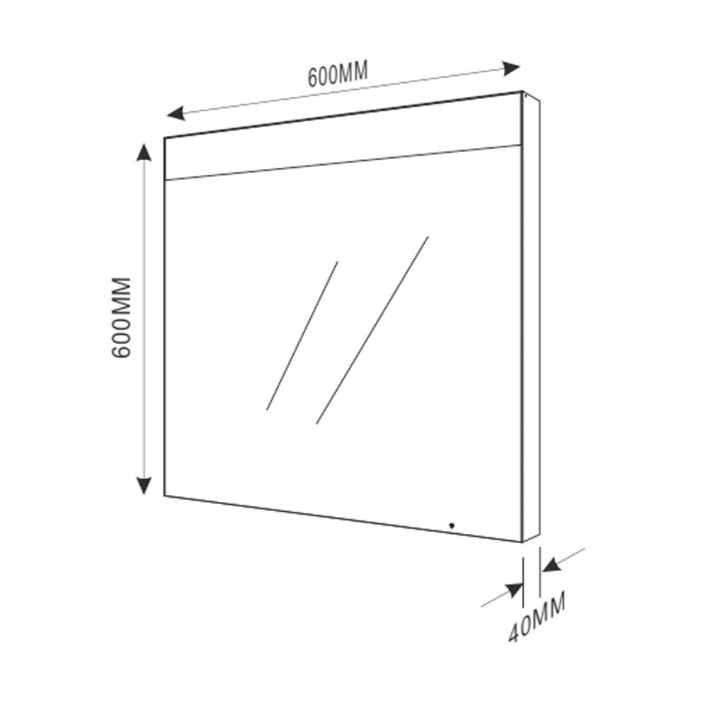 Mosta Motion Sensor Illuminated LED Bathroom Mirror 600x600mm Dimension Drawing